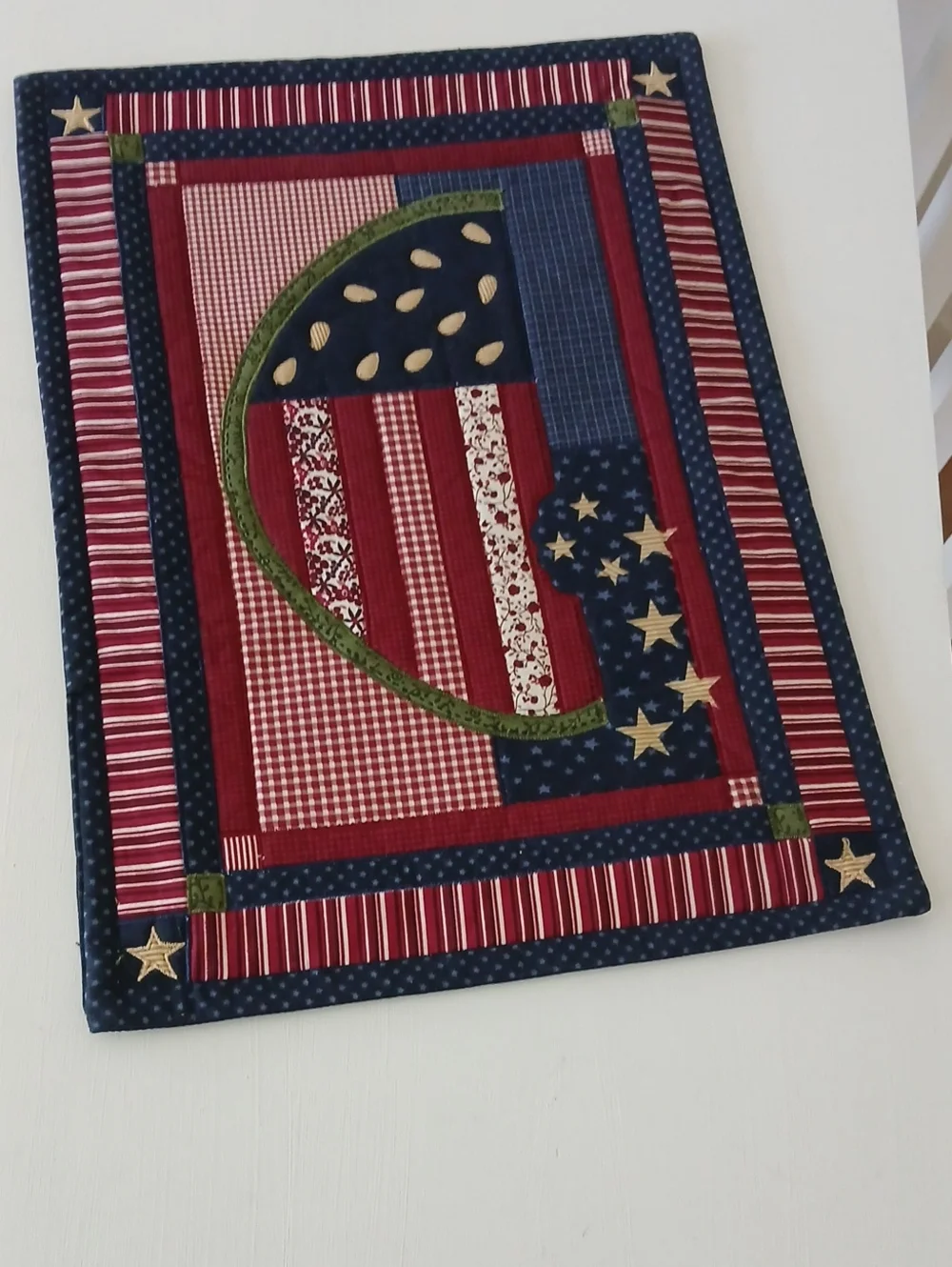 Sonoma Americana Quilted Placemats Set of 2 Stars Stripes Watermelon Reversible